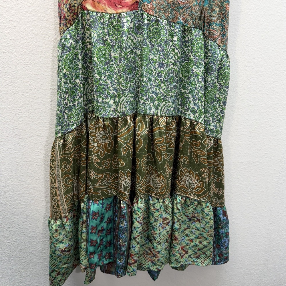 Y2k Paani Babydoll Patchwork Mini Dress Indie Festival Sundress Sz M Tiered Boho - Picture 4 of 11